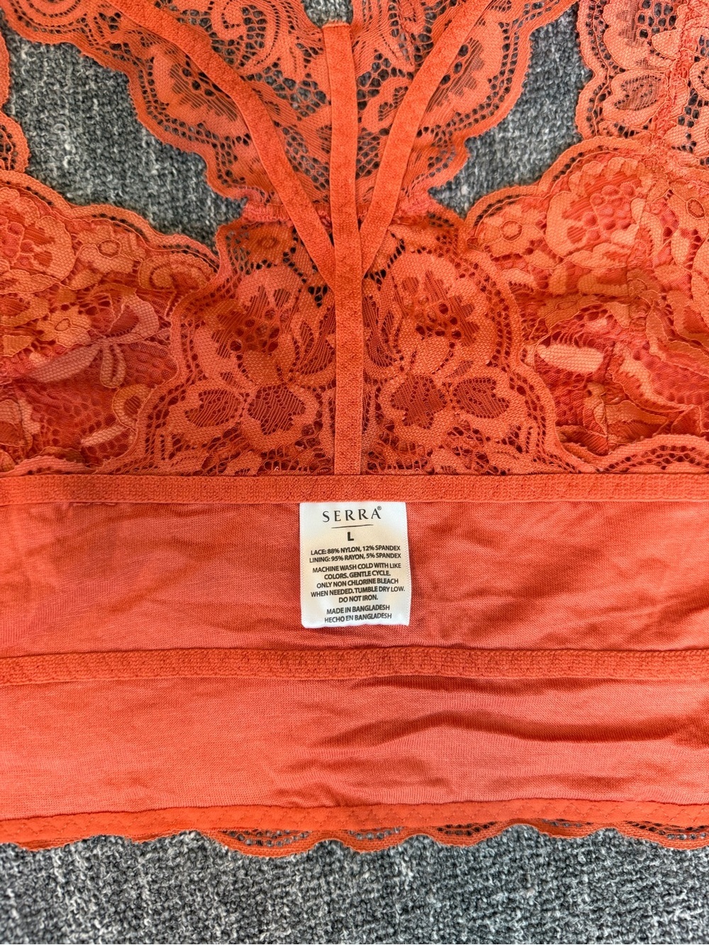 🧡Serra Lace Racerback Bralette - Coral Orange - Picture 14 of 14